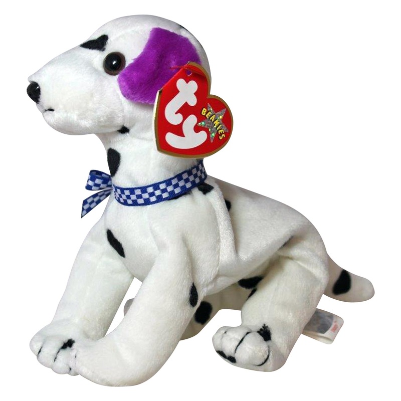 Ty Beanie Baby: Dizzy the Dalmatian - Colored Ears - Black Spots