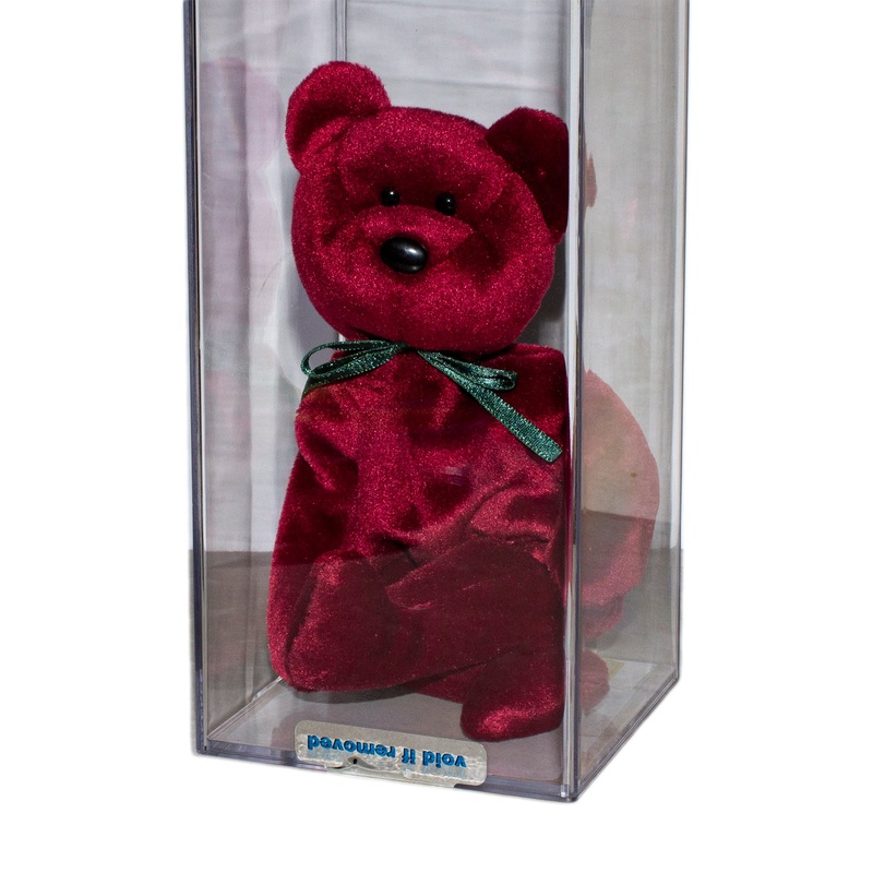 Authenticated Beanie Baby: New Face Teddy - Cranberry