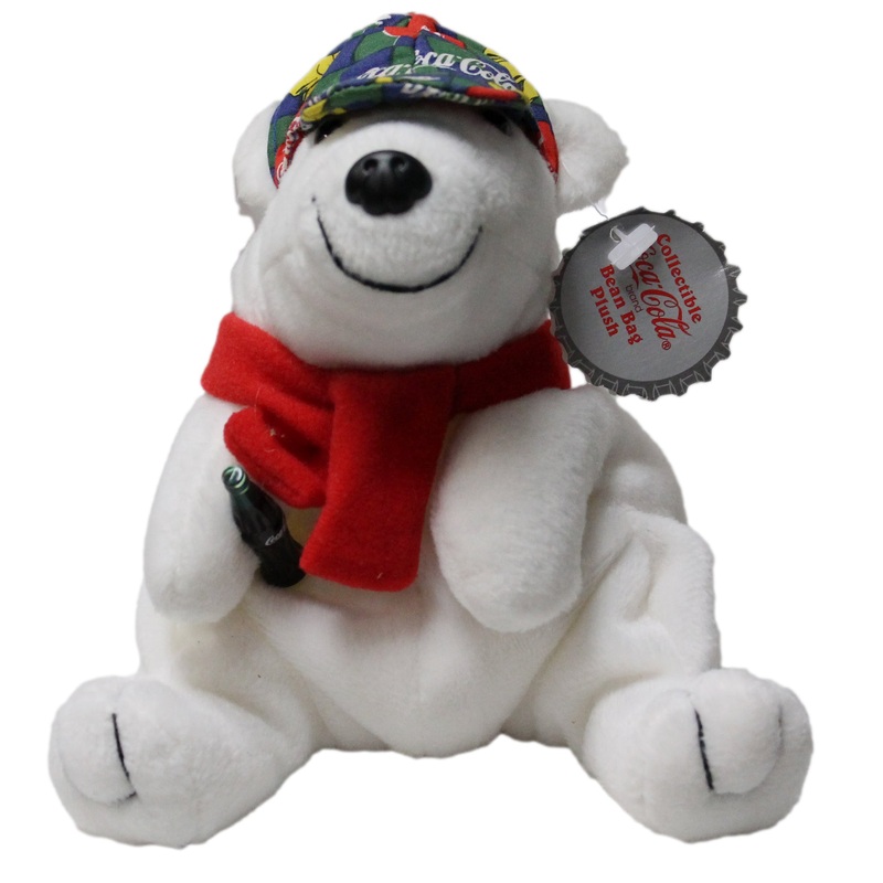 Coke Plush: Polar Bear in Checker Cap and Scarf