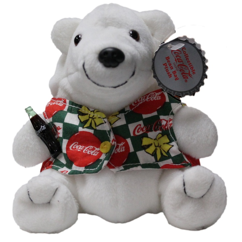 Coke Plush: Polar Bear in Cream & Green Checker Shirt