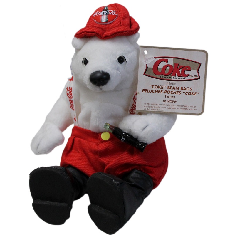 Coke Plush: Polar Bear in Fire-Fighter Outfit