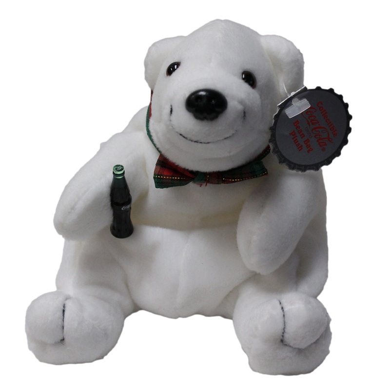 Coke Plush: Polar Bear in Plaid Bow