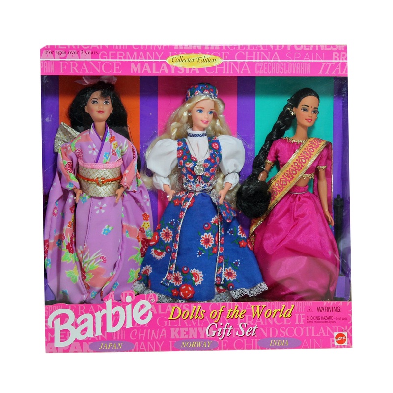 1995 Dolls of the World Gift Set -Japan/Norway/India Barbie (15283)