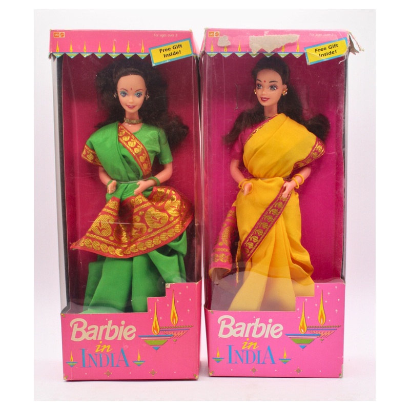 Barbie 9910 | Lot of 2: Barbie in India - Green & Yellow Sari
