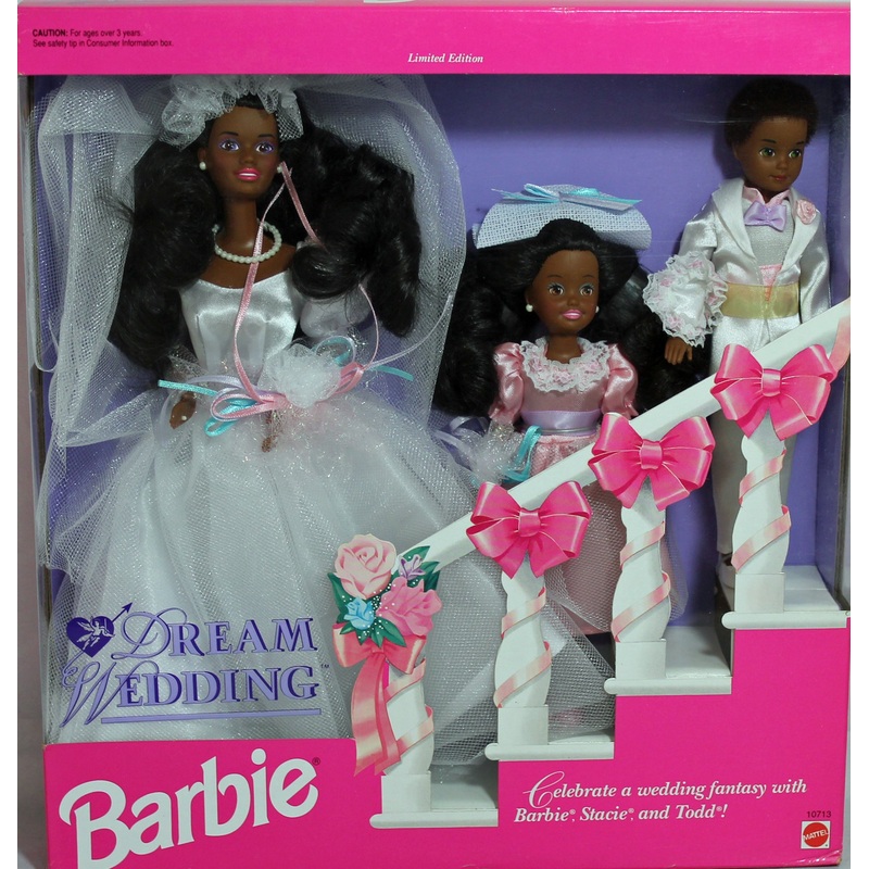 1993 DreamWedding Barbie Stacie and Todd Barbie (10713) - African American