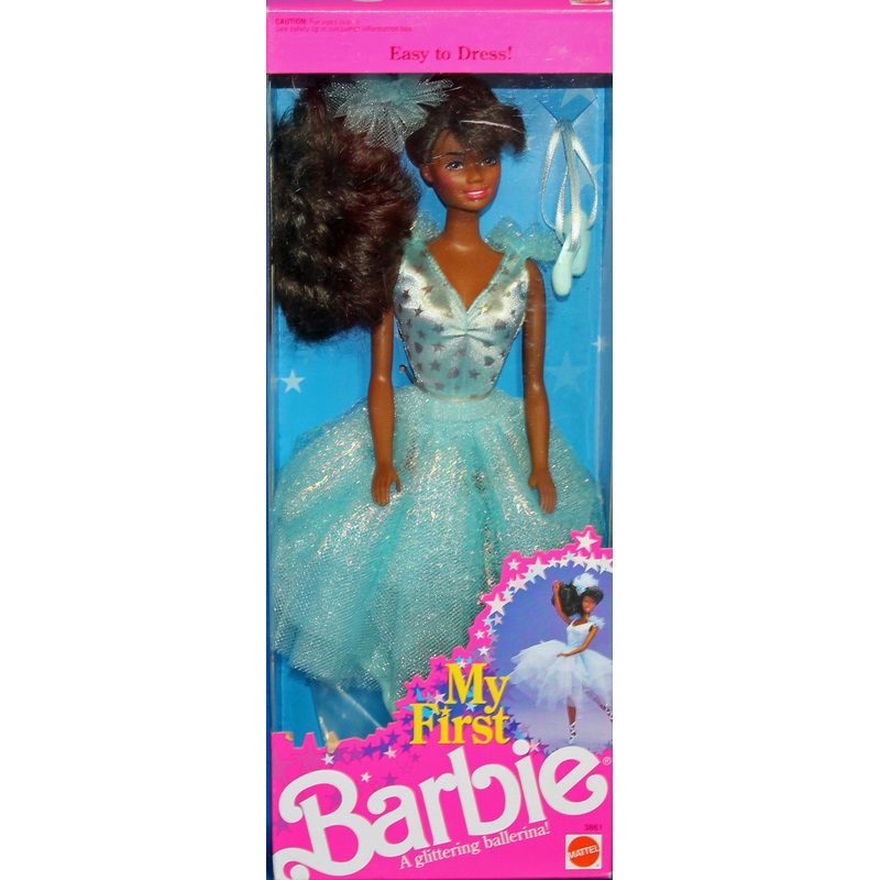 1991 My First Barbie Glittering Ballerina Barbie (3861) - African American