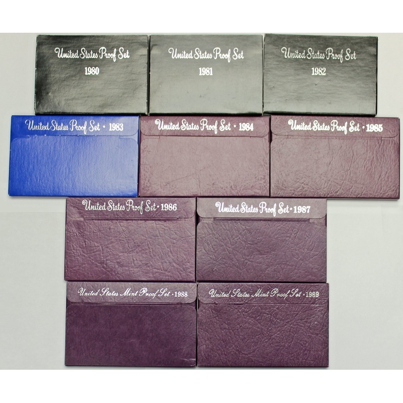 1980-1989 S Proof Set Run CN-Clad 10 Sets 52 Coins