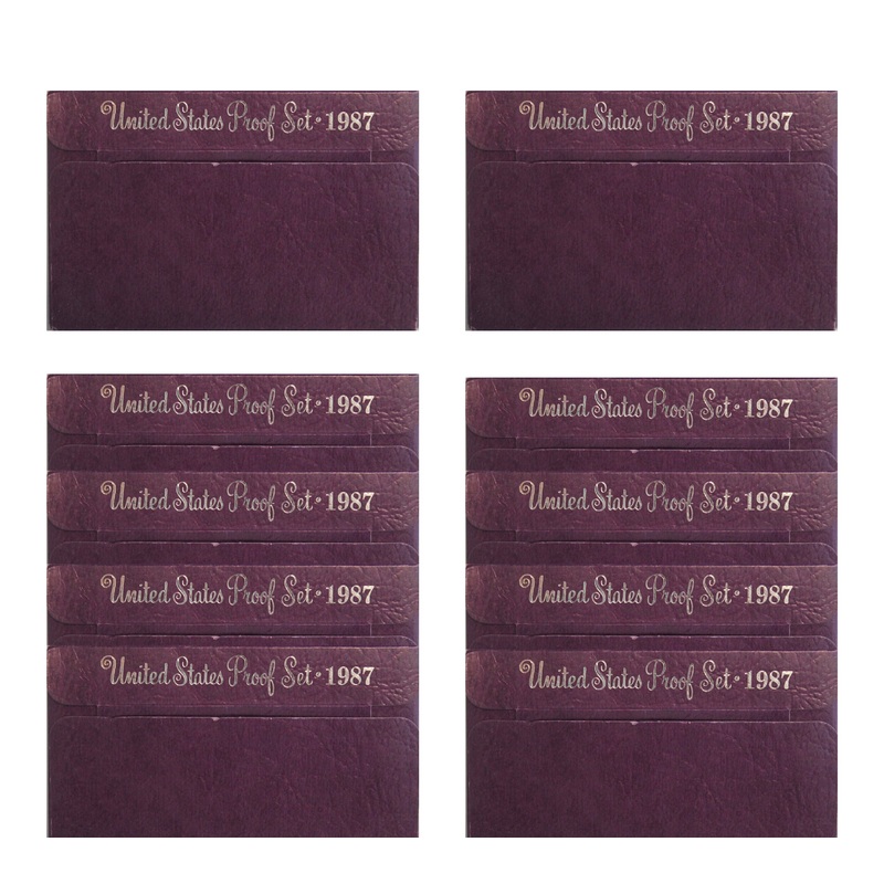 1987 Proof set 10 Pack CN-Clad Kennedy Half dollar Washington - (OGP) 50 coins