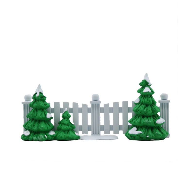 Department 56: 52078 Frosty Tree-Lined Picket Fence - Set of 2