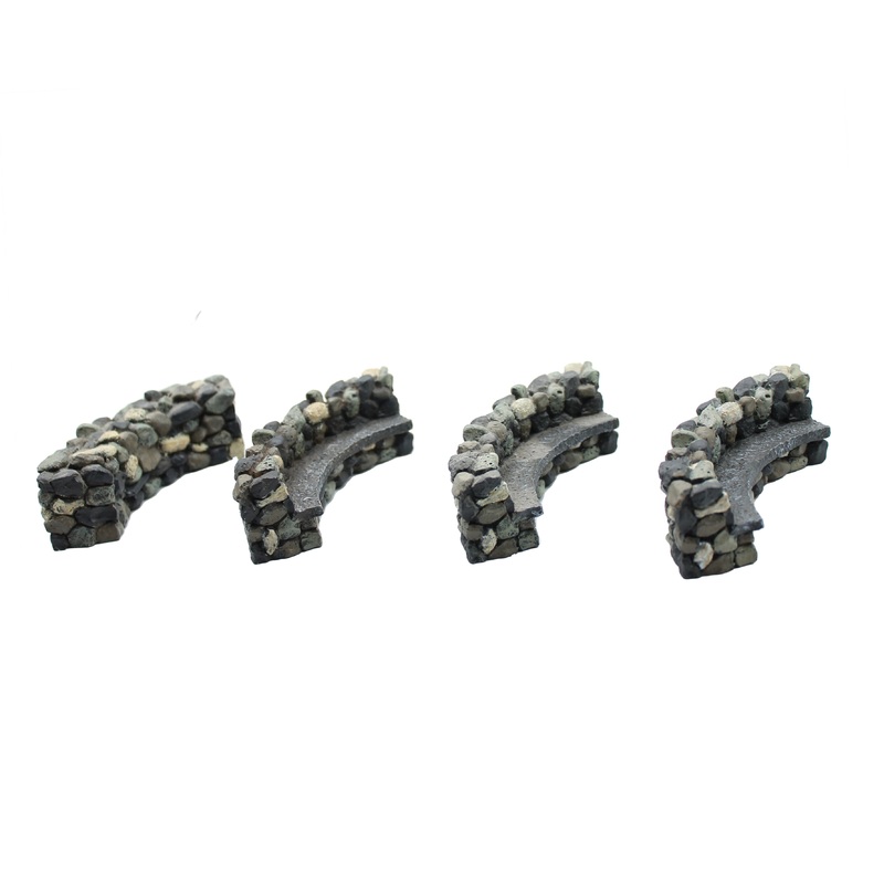 Department 56: 53009 Fieldstone Curved Wall/Bench - Set of 4