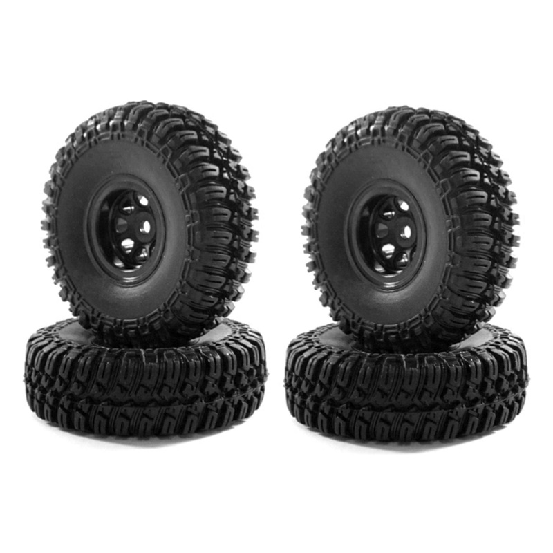 Hobby Plus 1/18 Scale 1.0" Grabber M/T Tire and Black Wheel Set  (4)
