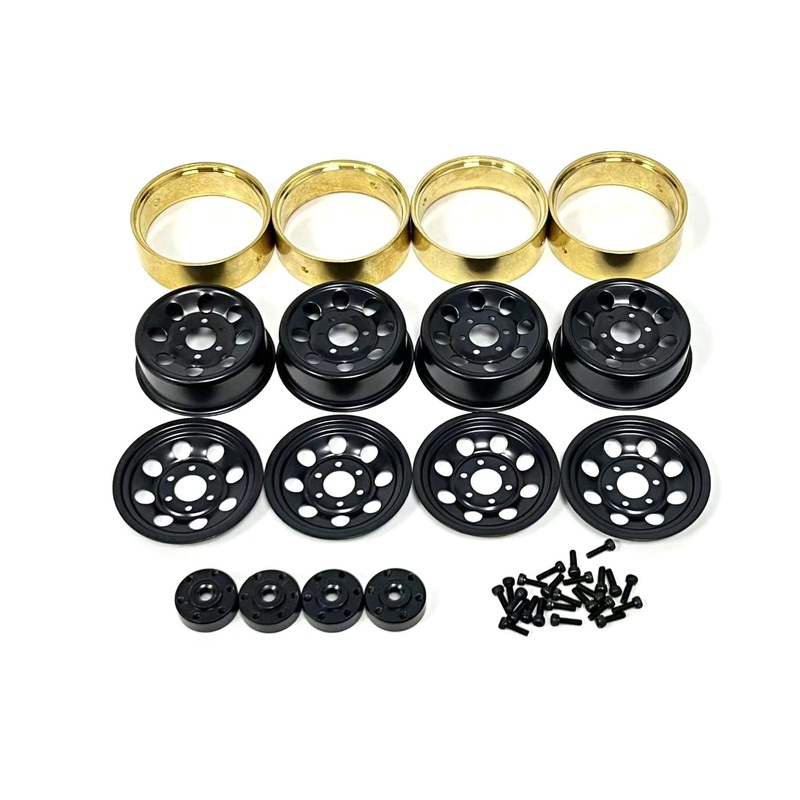 Hobby Plus 1/18 Scale 1.2 Steelie Black Bead Lock Wheel Set (4)