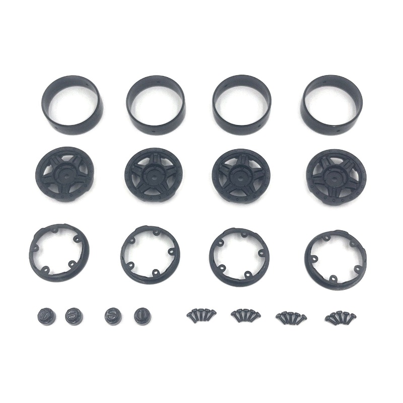 Hobby Plus 1/18 Scale Black Deep Star 1.2" Beadlock Wheels