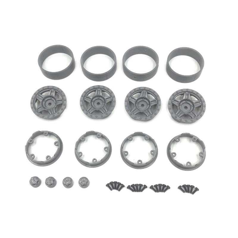 Hobby Plus 1/18 Scale Grey Deep Star 1.2" Beadlock Wheels