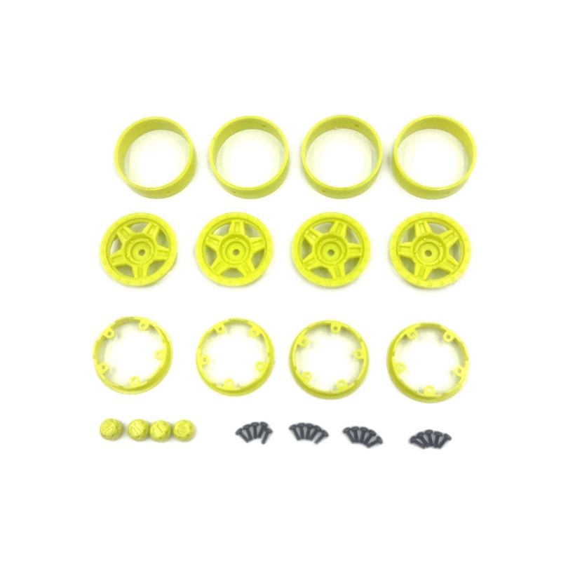 Hobby Plus 1/18 Scale Yellow Deep Star 1.2" Beadlock Wheels