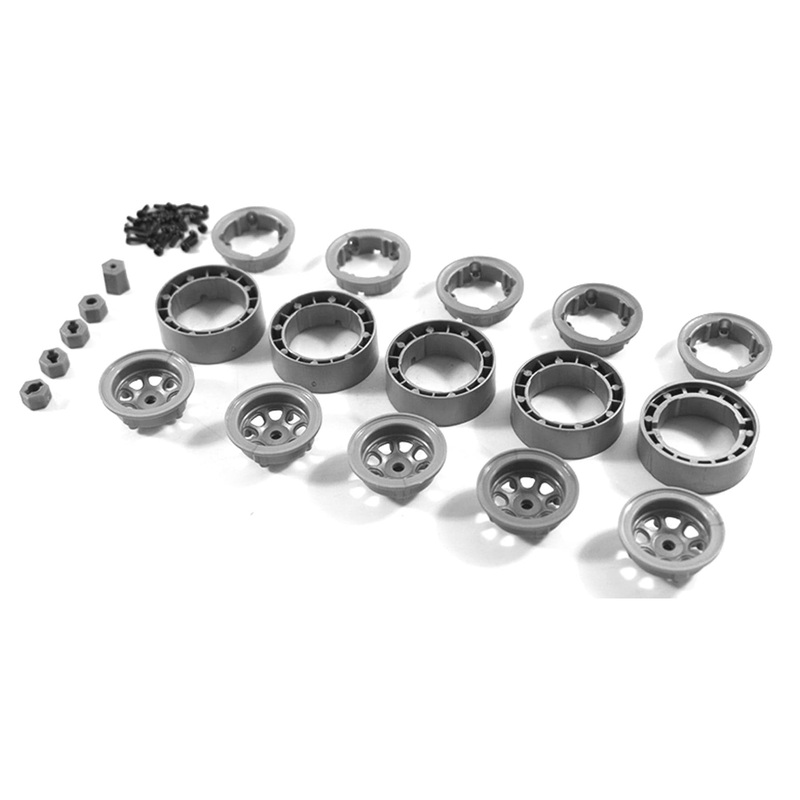 Hobby Plus 1/24 and 1/18 Scale Internal Bead Lock Wheel 5 pc. Set - Grey