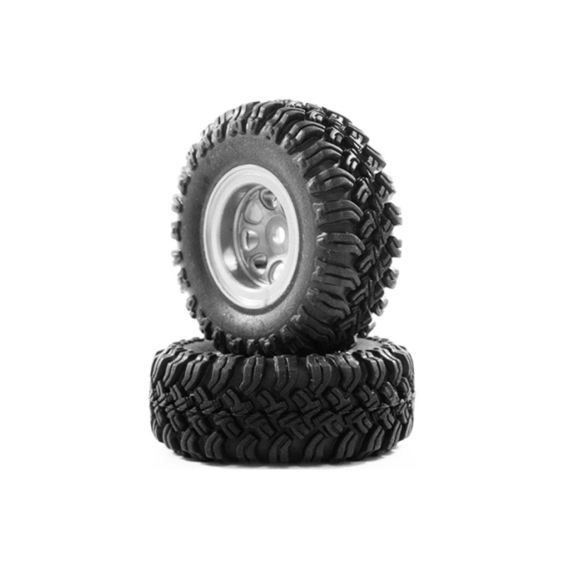 Hobby Plus 1/24 Scale MT Crawler Grey Wheel & Tire Set (4pcs)