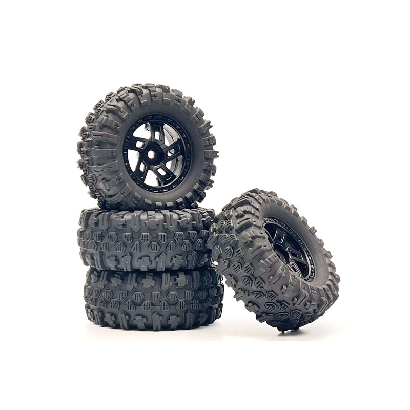 Hobby Plus 1/18 Scale 1.2" Mudder Tire/Wheel Set (4)