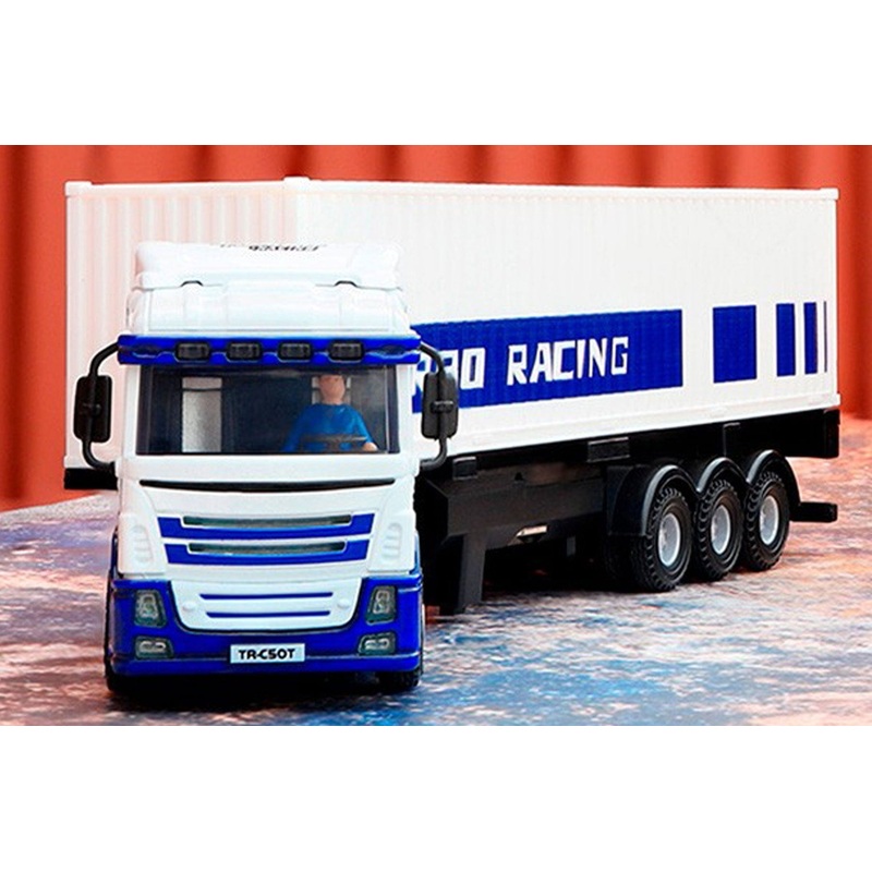 Turbo Racing White 1/76 Scale Semi Truck with Trailer - RTR