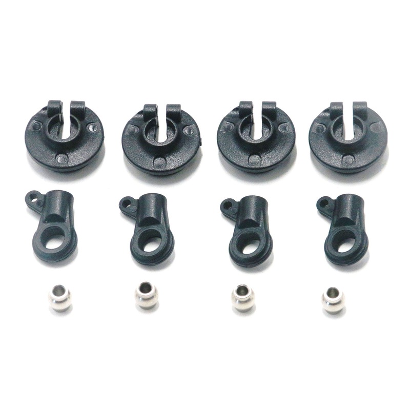 Primus 1/7 Scale Truck Shock Rod Ends, Pivot Balls, and Spring Cup Set (4)