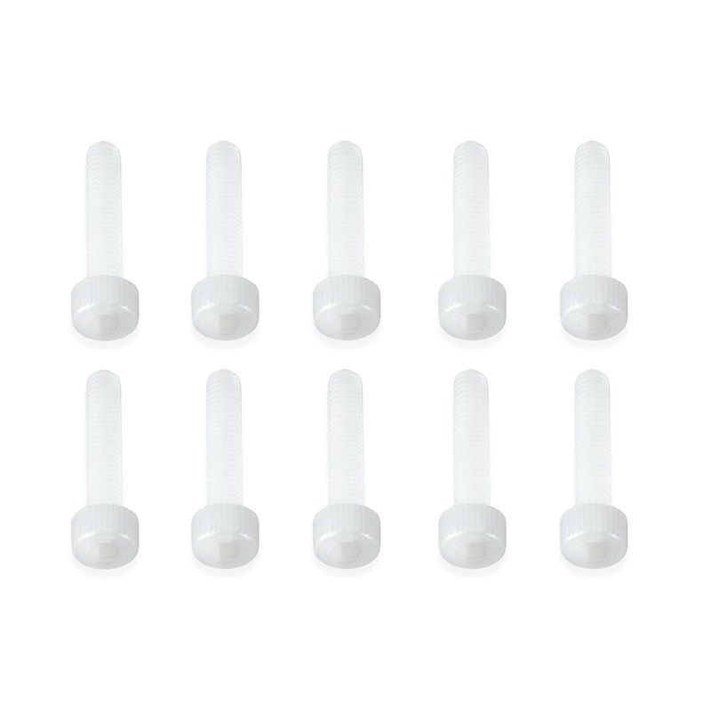 BenchCraft M3 x 15mm Nylon Hex Screws - White (10 Pack)