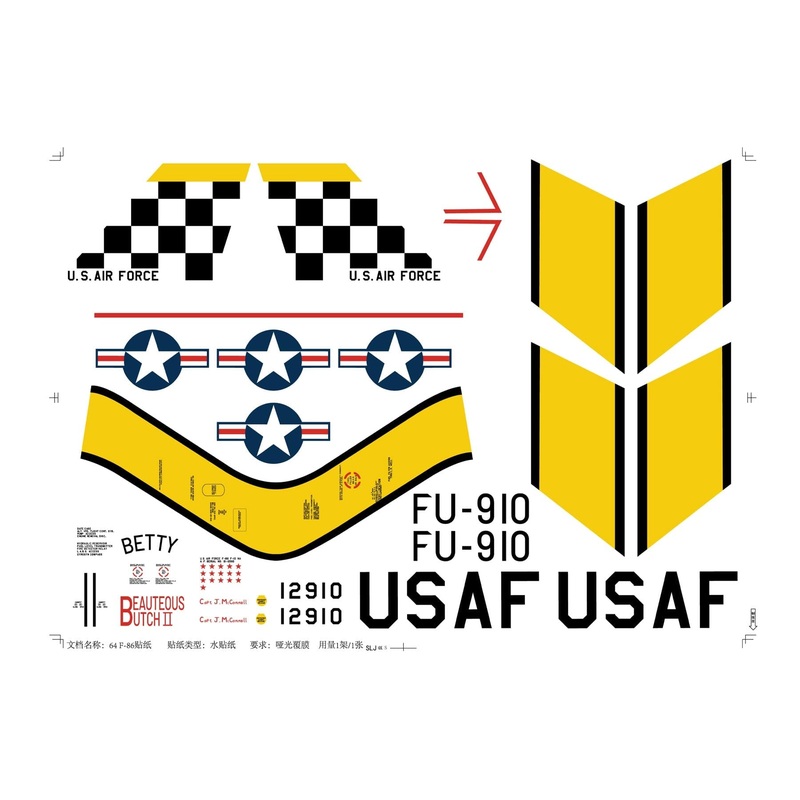 Freewing 64mm F-86 Sabre V2 Decal Set