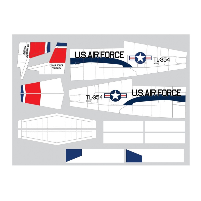 Nexa 1770mm T-28 Trojan Red and White Covering Set - Fuselage and Tail