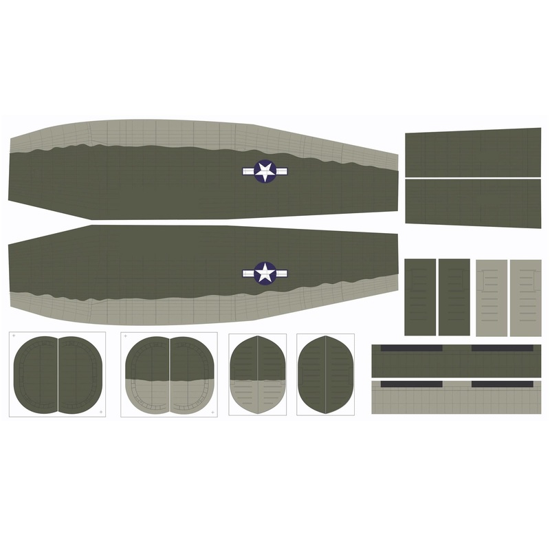 Nexa 2800mm B-24 Liberator Olive Drab Covering Set - Fuselage And Tail