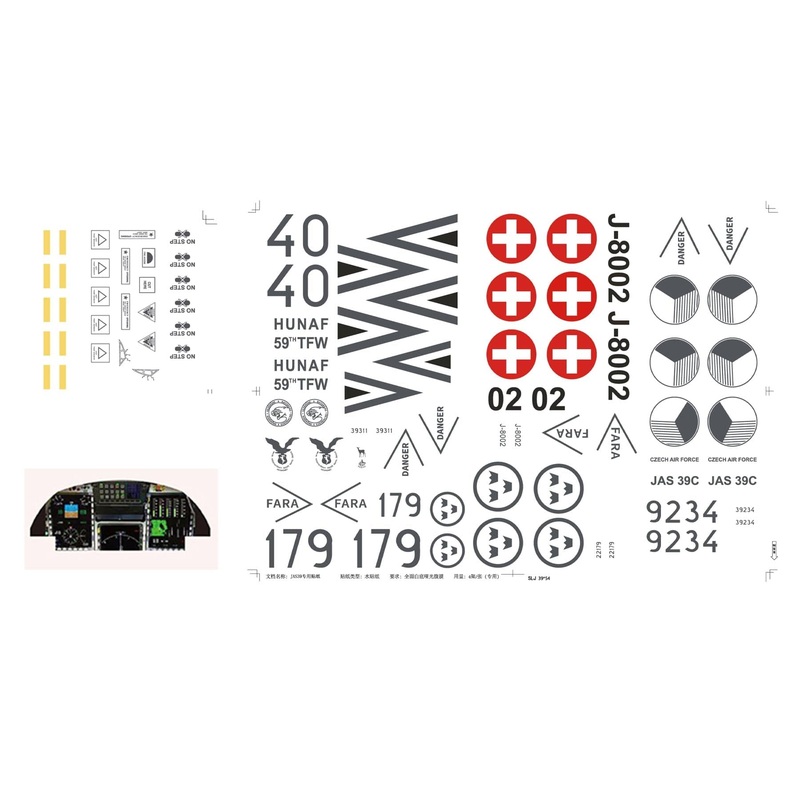 Freewing 80mm EDF JAS-39 Gripen Grey Decal Sheet
