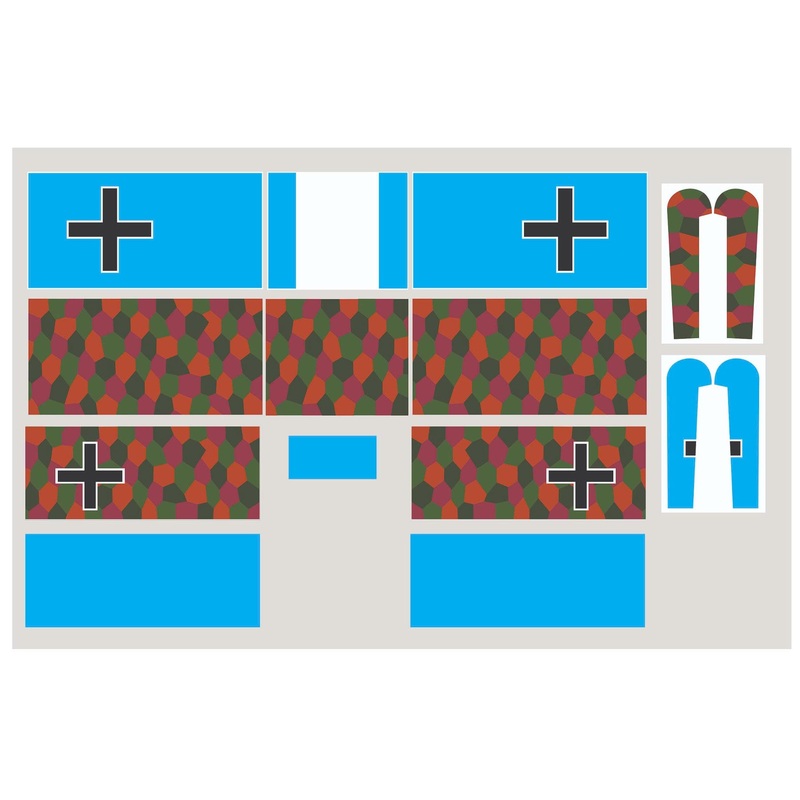 Nexa 1730mm Fokker DVII Red-Blue Covering Set (Wing)
