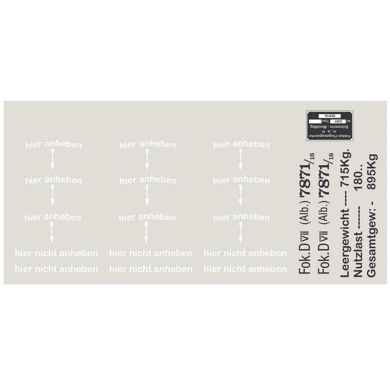 Nexa 1730mm Fokker DVII Red-Blue Decal Set