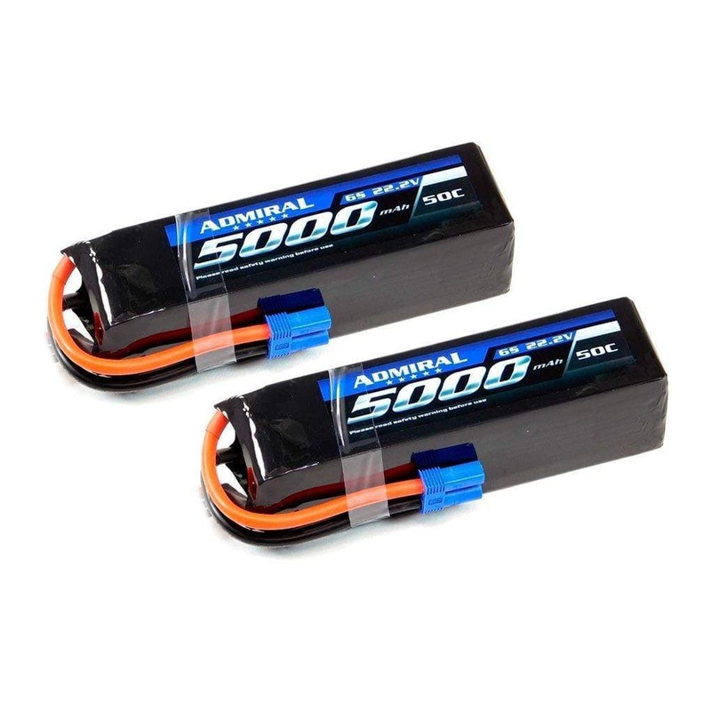 Admiral 5000mAh 6S 22.2V 50C LiPo Battery with EC5 Connector Multi-Pack (2 Batteries)