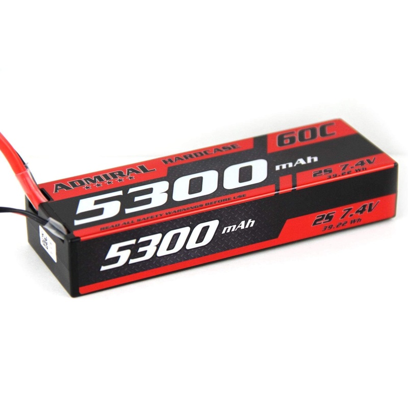 Admiral 5300mAh 2S 7.4V 60C Hard Case LiPo Battery with T Connector