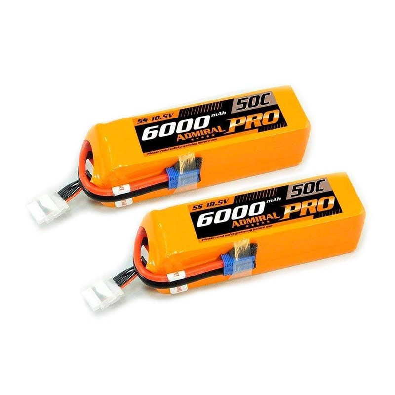 Admiral Pro 6000mAh 5S 18.5V 50C LiPo Battery with EC5 Connector Multi-Pack (2 Batteries)