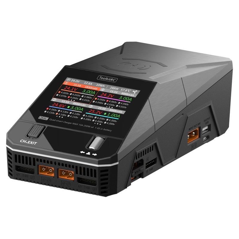 ToolkitRC Q6AC 1000W 6 Cell (6S) Quad Port LiPo AC/DC Battery Charger