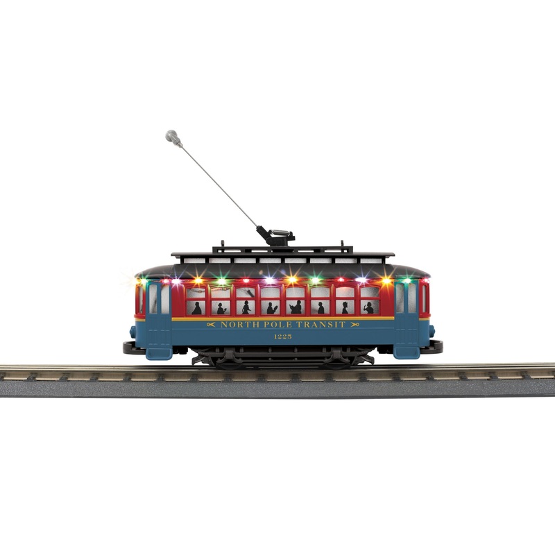 MTH RailKing 30-5218 O Gauge Bump-N-Go Trolley with LED Lights North Pole