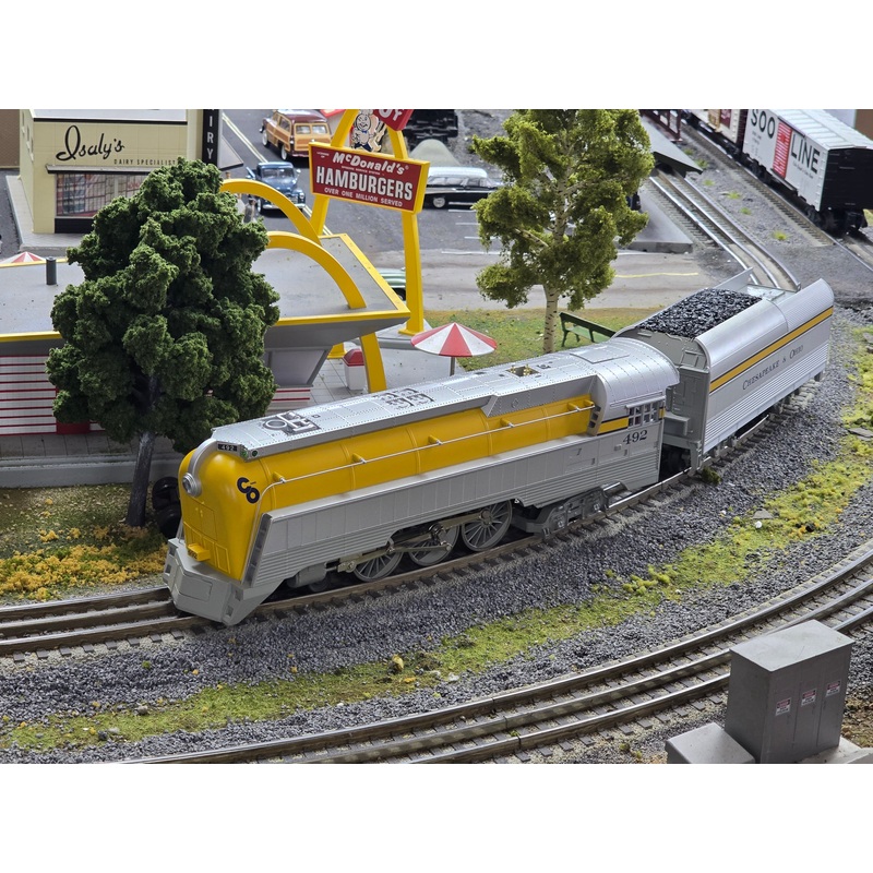 MTH Railking 30-1692-1 O Gauge 4-6-4 Streamlined Hudson Steam Loco C&O 492 with PS3 (Like New USED)